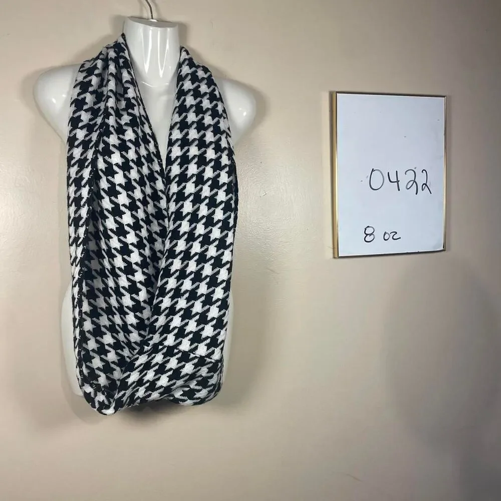Women's multi-Scarf-wraps Black and white houndstooth infinity, wrap, scarf